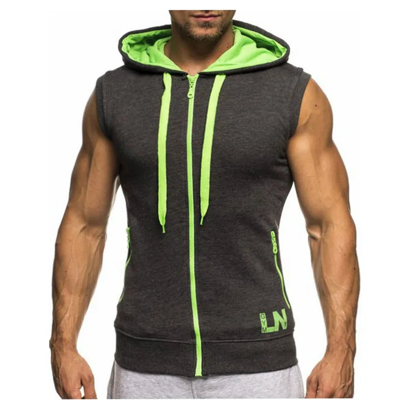 BeckyWalk Men's Casual Hooded Tank Top