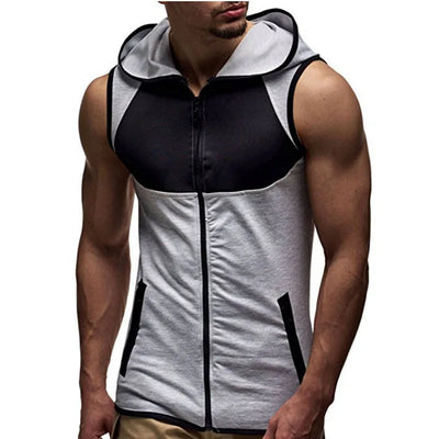 BeckyWalk Men's Casual Hooded Tank Top