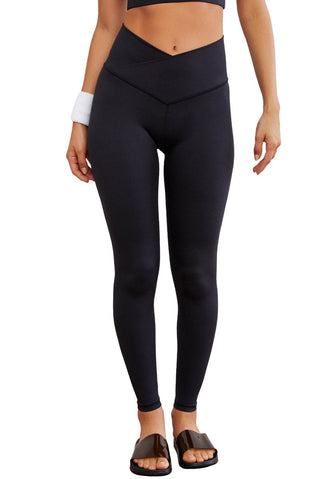 Black Arched Waist Seamless Active Leggings - Trendex Fashion#Black Arched Waist Seamless Active Leggings