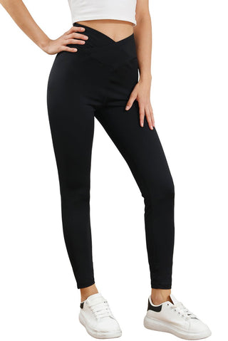 Black Arched Waist Seamless Active Leggings - Trendex Fashion#Black Arched Waist Seamless Active Leggings