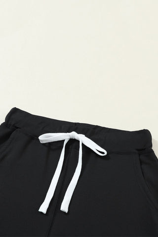 Black Drawstring Waist Pocketed Joggers - Trendex Fashion#Black Drawstring Waist Pocketed Joggers