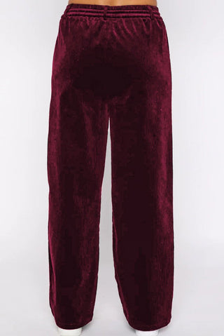 Burgundy Solid Drawstring Waist Wide Leg Pants - Trendex Fashion#Burgundy Solid Drawstring Waist Wide Leg Pants