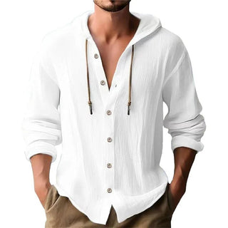 BUTZ Men's Hooded Cotton - Linen Cardigan Shirt - Trendex Fashion#49751907664136|49751907696904|49751907729672|49751907762440|49751908057352|49751908090120