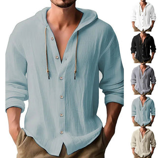 BUTZ Men's Hooded Cotton - Linen Cardigan Shirt - Trendex Fashion#49751907270920|49751907303688|49751907401992|49751907434760|49751907467528|49751907500296