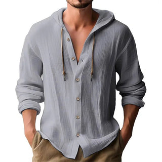 BUTZ Men's Hooded Cotton - Linen Cardigan Shirt - Trendex Fashion#49751907926280|49751907959048|49751907991816|49751908024584|49751908122888|49751908155656